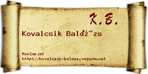 Kovalcsik Balázs névjegykártya